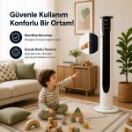 Mole F10 Kule Tipi Vantilatör Kumandalı 3 Kademeli 50W Beyaz - 6